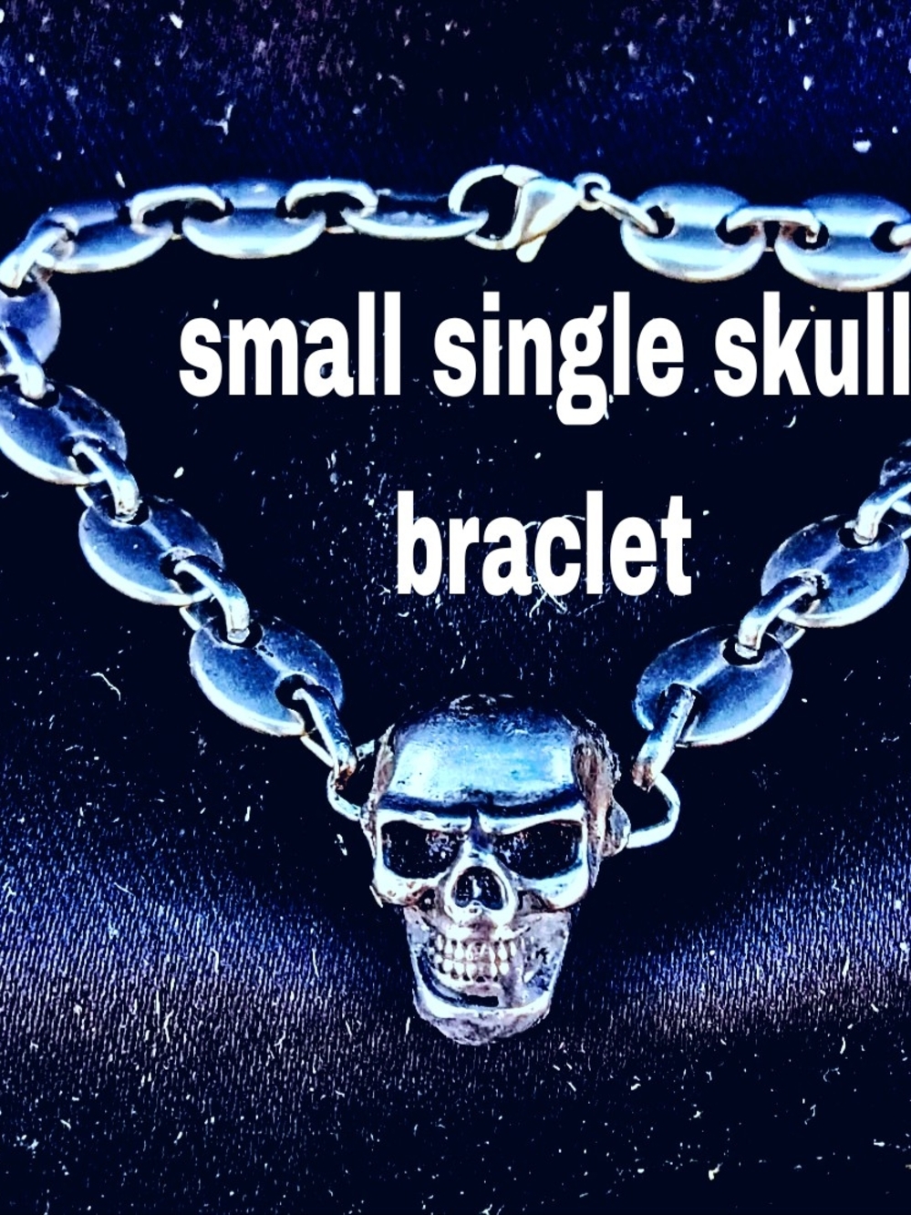 Surgical Steel Skull Link Bracelet for Women - Small Single Skull Accent